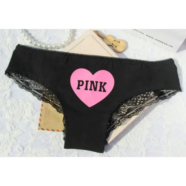 1 pcs Charming Women Lace Briefs Lady Love Sexy Pink Heart Panties Women's Low Waist Intimates Leopard Underwear