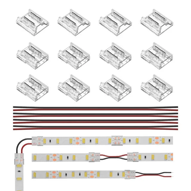 12pcs Transparent Solderless Cover Connector 15cm Wire for FCOB DIM CCT RGB WS2812B WS2811 WS2815 5050 RGBW RGBCCT SMD LED