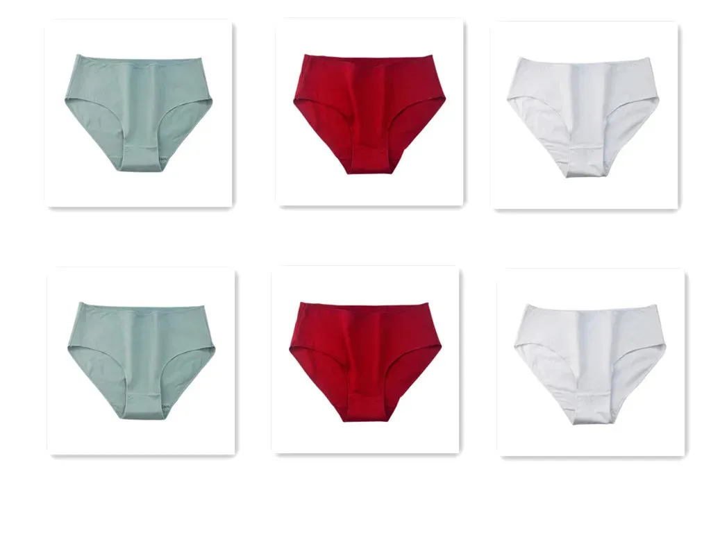 6PCS/Lot Cotton Seamless Panties Women High Waist Briefs Underwear Comfort Intimates Female Underpants Solid Color Pantys M-2XL