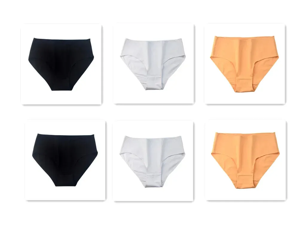 6PCS/Lot Cotton Seamless Panties Women High Waist Briefs Underwear Comfort Intimates Female Underpants Solid Color Pantys M-2XL