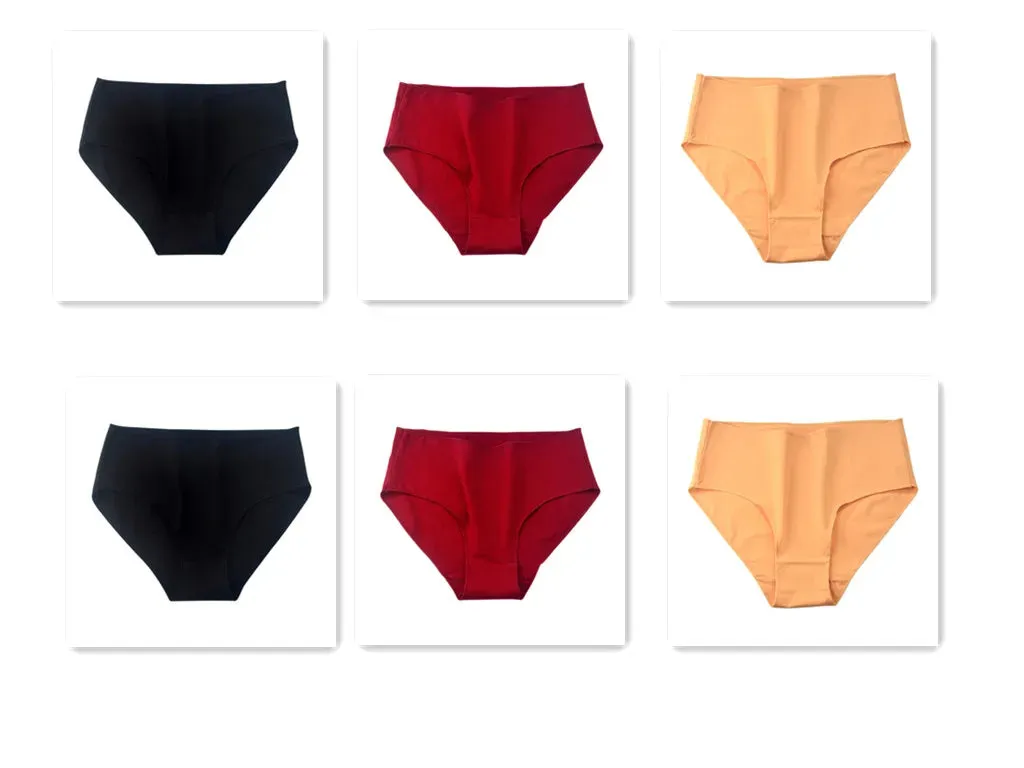 6PCS/Lot Cotton Seamless Panties Women High Waist Briefs Underwear Comfort Intimates Female Underpants Solid Color Pantys M-2XL