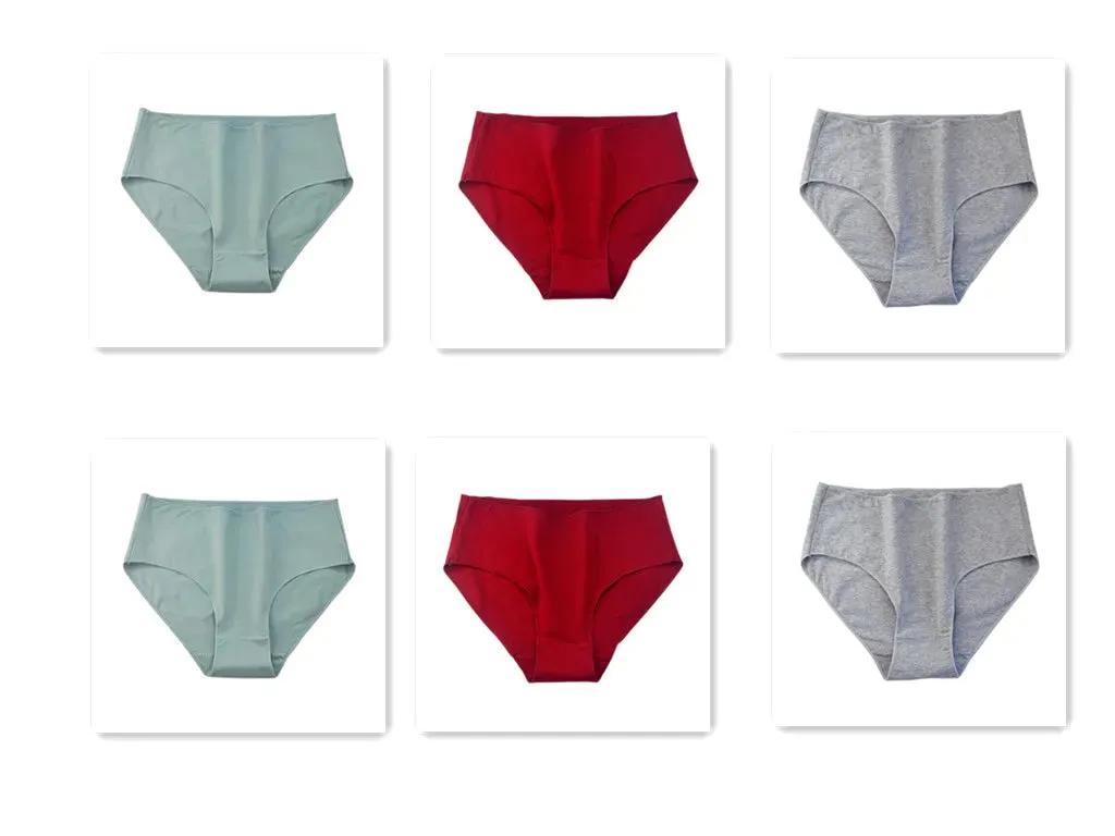 6PCS/Lot Cotton Seamless Panties Women High Waist Briefs Underwear Comfort Intimates Female Underpants Solid Color Pantys M-2XL