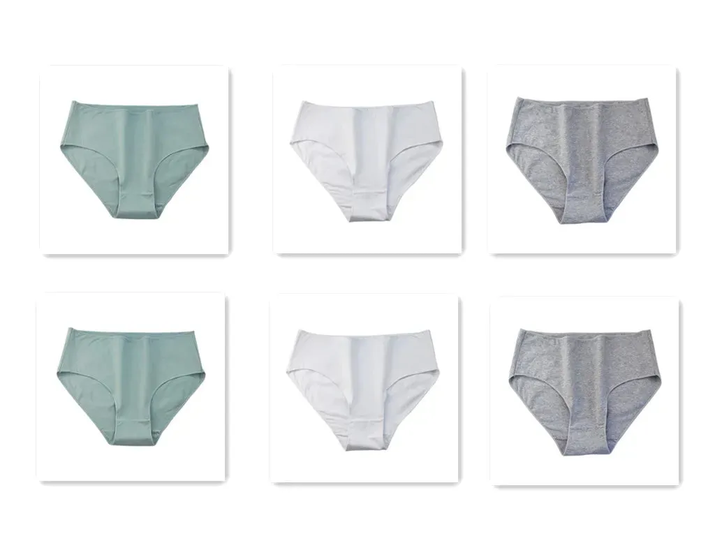 6PCS/Lot Cotton Seamless Panties Women High Waist Briefs Underwear Comfort Intimates Female Underpants Solid Color Pantys M-2XL