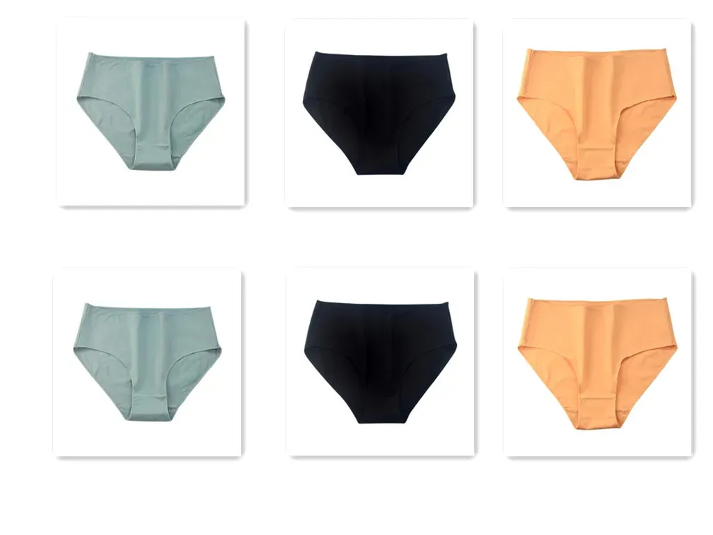 6PCS/Lot Cotton Seamless Panties Women High Waist Briefs Underwear Comfort Intimates Female Underpants Solid Color Pantys M-2XL