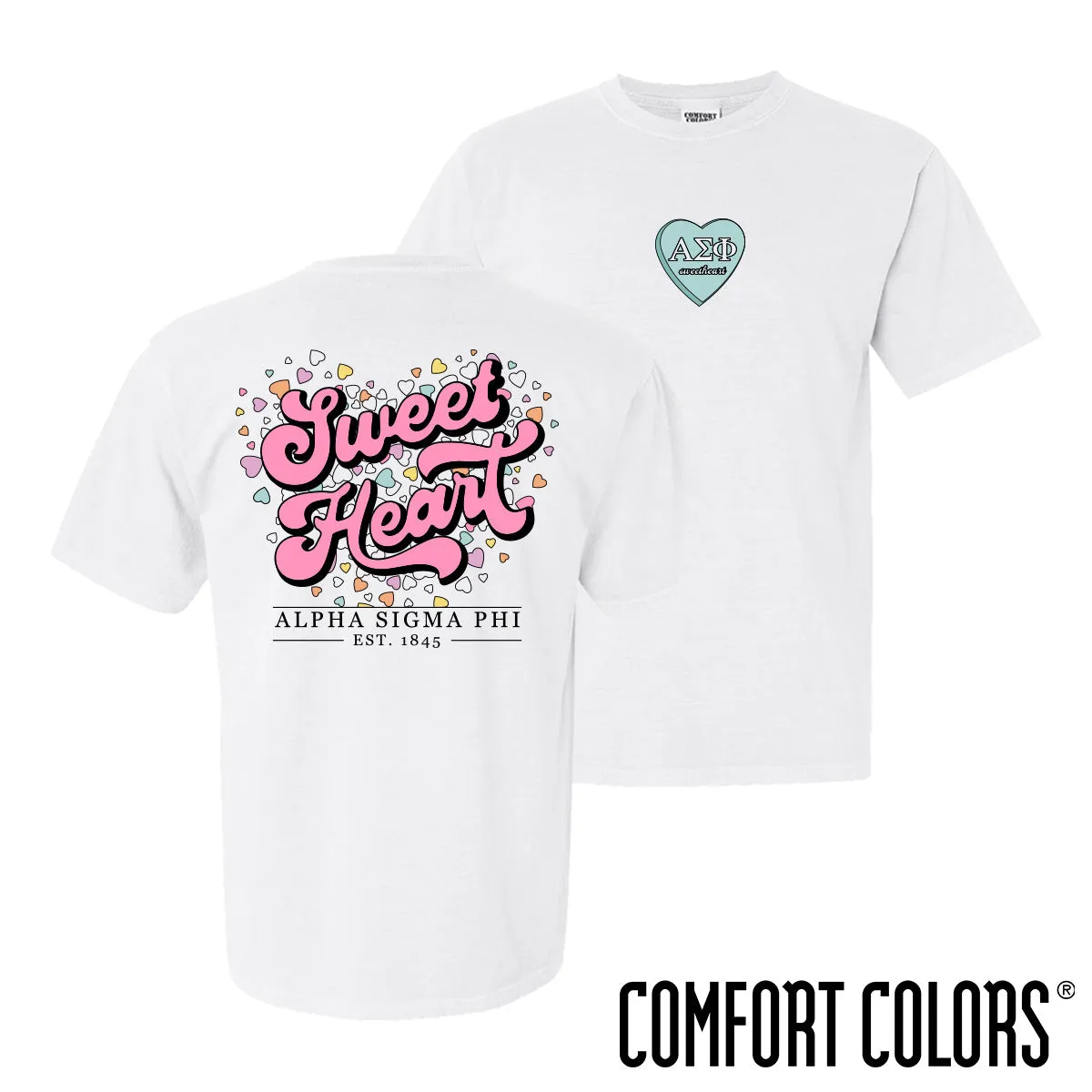 Alpha Sig Comfort Colors Sweetheart White Short Sleeve Tee