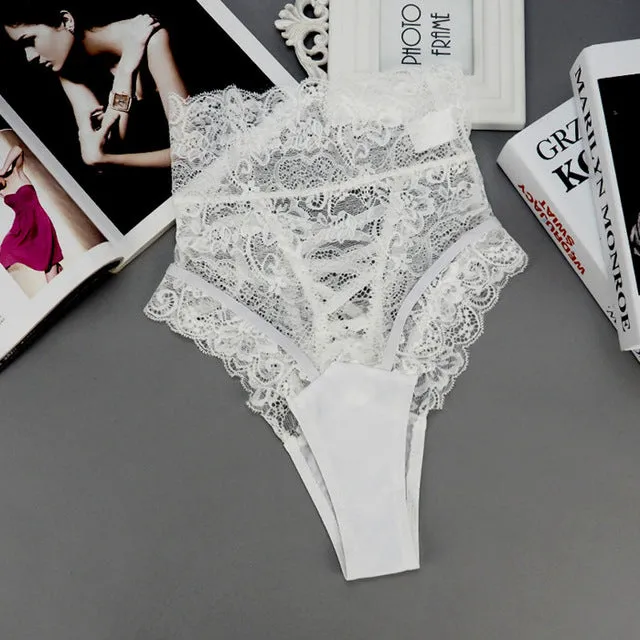 Amazing Sexy Panties Women High Waist Lace Thongs and G Strings Underwear Ladies Hollow Out Underpants Imitation Lingerie