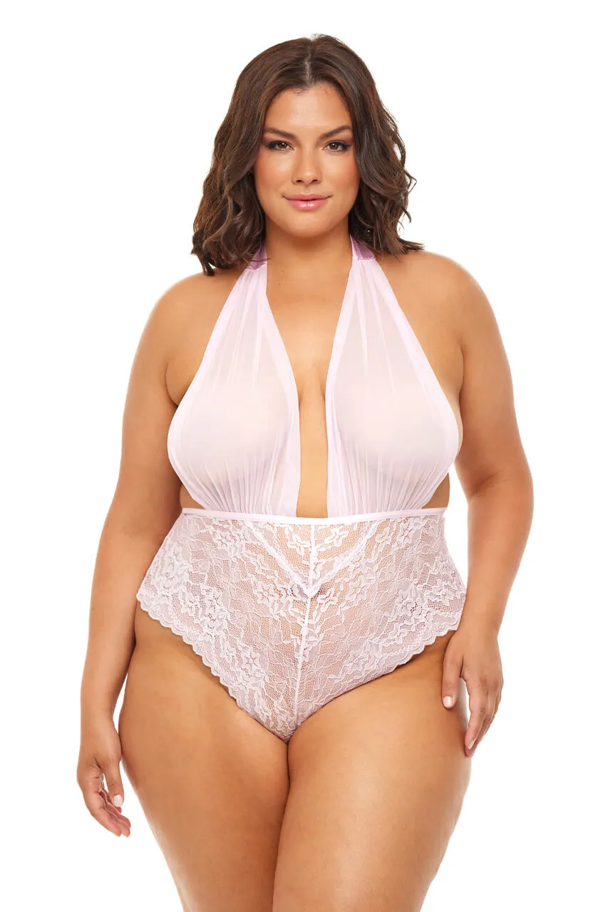 Aria Sheer Plunge Halter Teddy