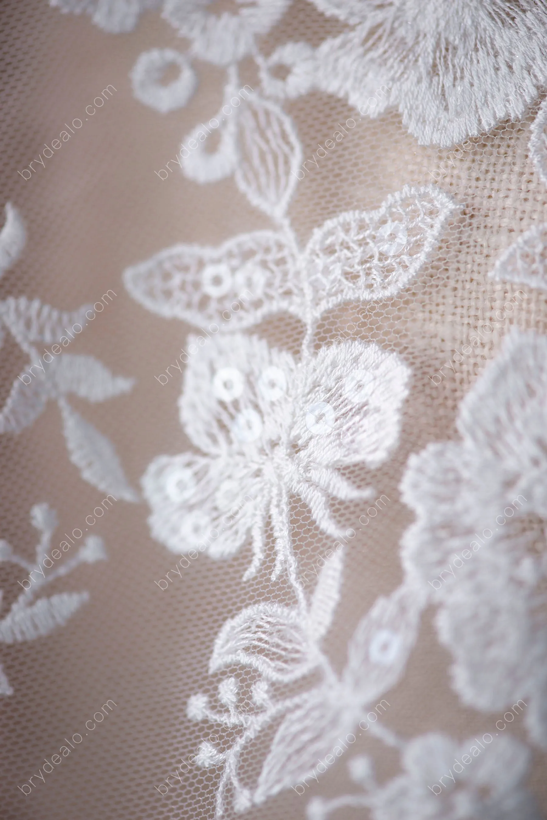 Beautiful Sequin Flower Bridal Lace Fabric