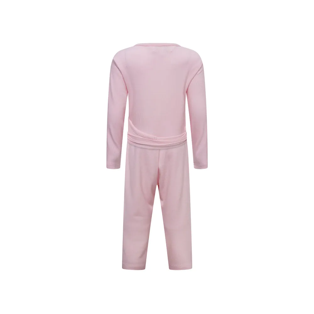 Children's Ribbed Ballet Sleep Set- Baby Pink