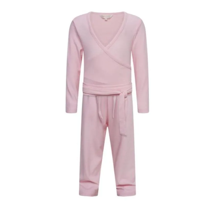 Children's Ribbed Ballet Sleep Set- Baby Pink