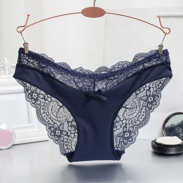 Europe and America size women sexy lace panties seamless cotton breathable panty Hollow briefs Plus Size girl sexy  underwear