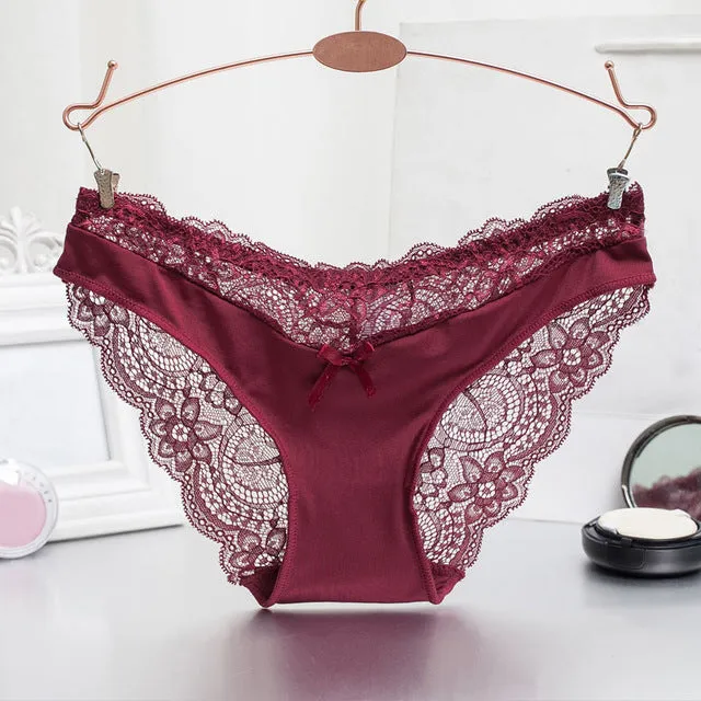 Europe and America size women sexy lace panties seamless cotton breathable panty Hollow briefs Plus Size girl sexy  underwear