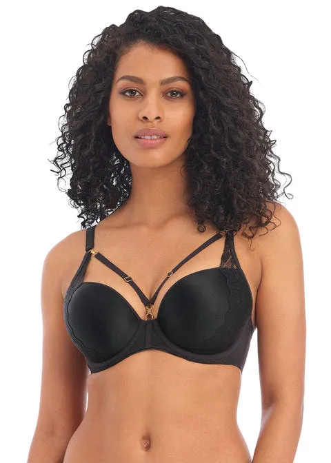 Freya Temptress Underwire Molded Plunge T-shirt Bra, Black