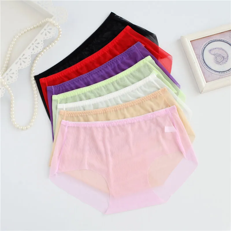 Full Transparent Women Super Sexy Underwear L XL 3XL Plus Size Panties Ladies Briefs Mid Waist