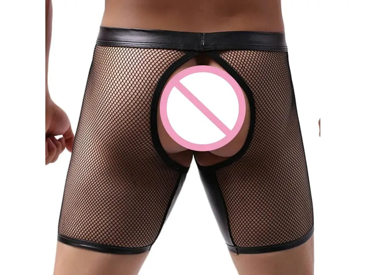 Gay Boxer Briefs | CLEVER-MENMODE Removable Pouch Open Butt Mesh Boxer Briefs