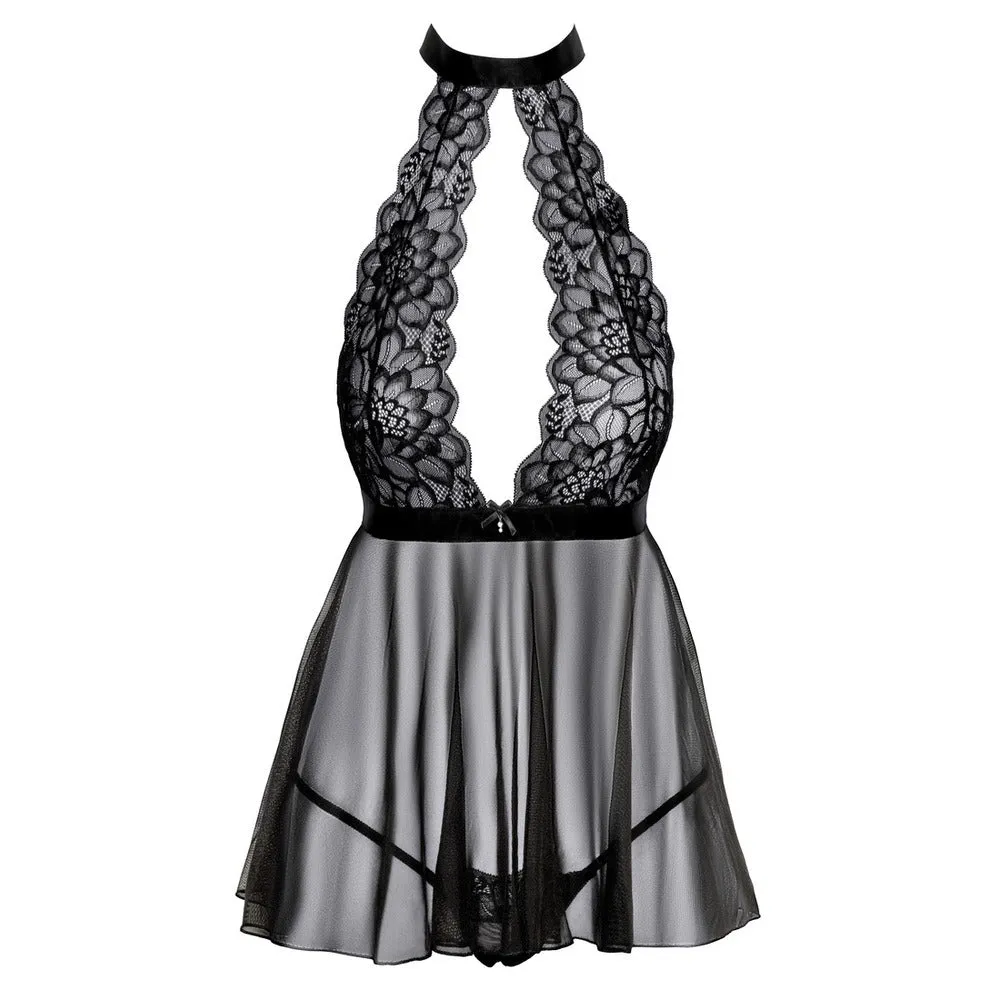 Kissable Halterneck Flared Babydoll Black