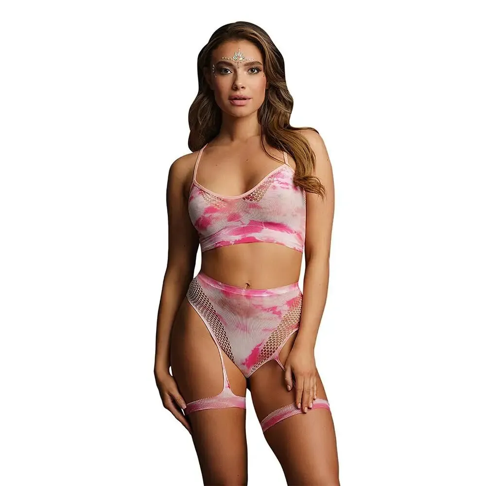 Le Desir Bliss Tie Dye 2 Piece Set with Garters Uk 6 to 14