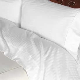 Luxury 600 Thread Count 100% Egyptian Cotton King Sheet Set Striped In White