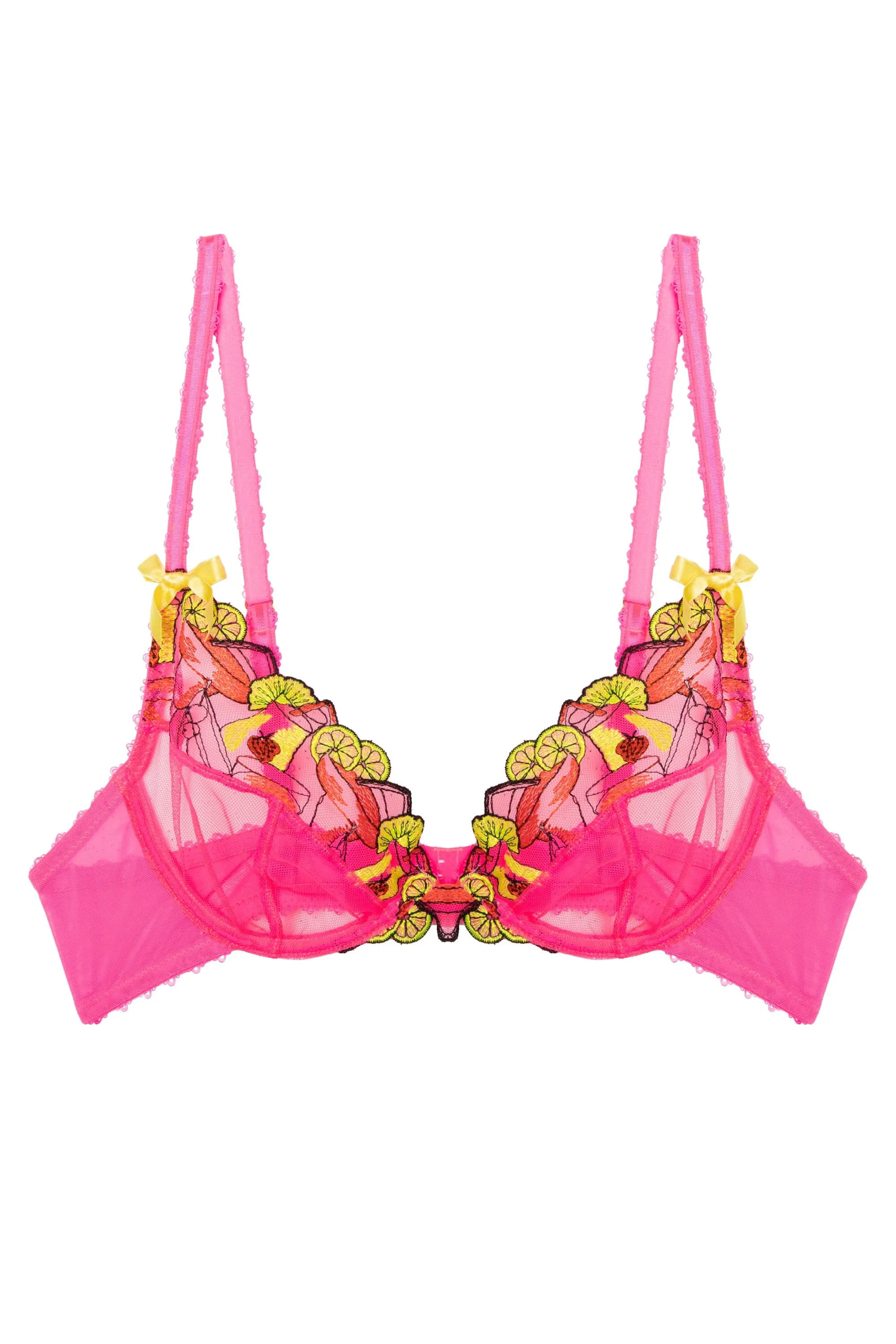 Magda Pink Neon Cocktail Embroidery Plunge Bra