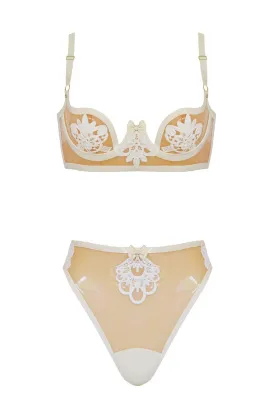 Maia White Latex Thong Set