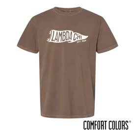 New! Lambda Chi Comfort Colors Brown Pennant Short Sleeve Tee