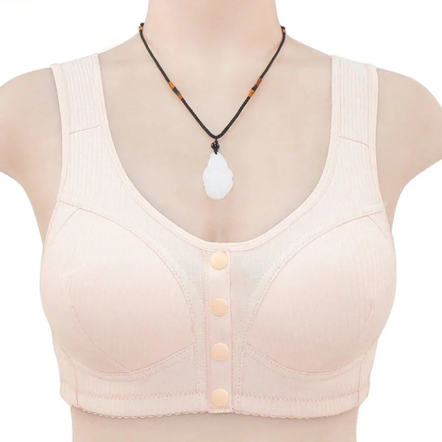 OCW Front Button Closure Wireless Push Up Bras