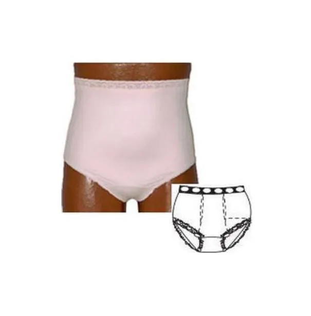 OPTIONS Ladies' Basic with Built-In Barrier/Support, Soft Pink, Dual Stoma, Large 8-9, Hips 41" - 45"