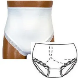 OPTIONS Ladies' Brief with Open Crotch and Built-In Barrier/Support, White, Left-Side Stoma, 2X-Large 10, Hips 45" - 47"