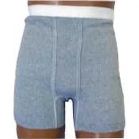 OPTIONS Men's Boxer Brief with Built-In Barrier/Support, Gray, Dual Stoma, Medium 36-38