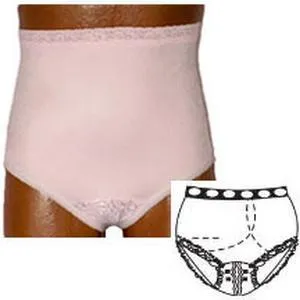 OPTIONS Split-Lace Crotch with Built-In Barrier/Support, Soft Pink, Left-Side Stoma, X-Large 10, Hips 45" - 47"