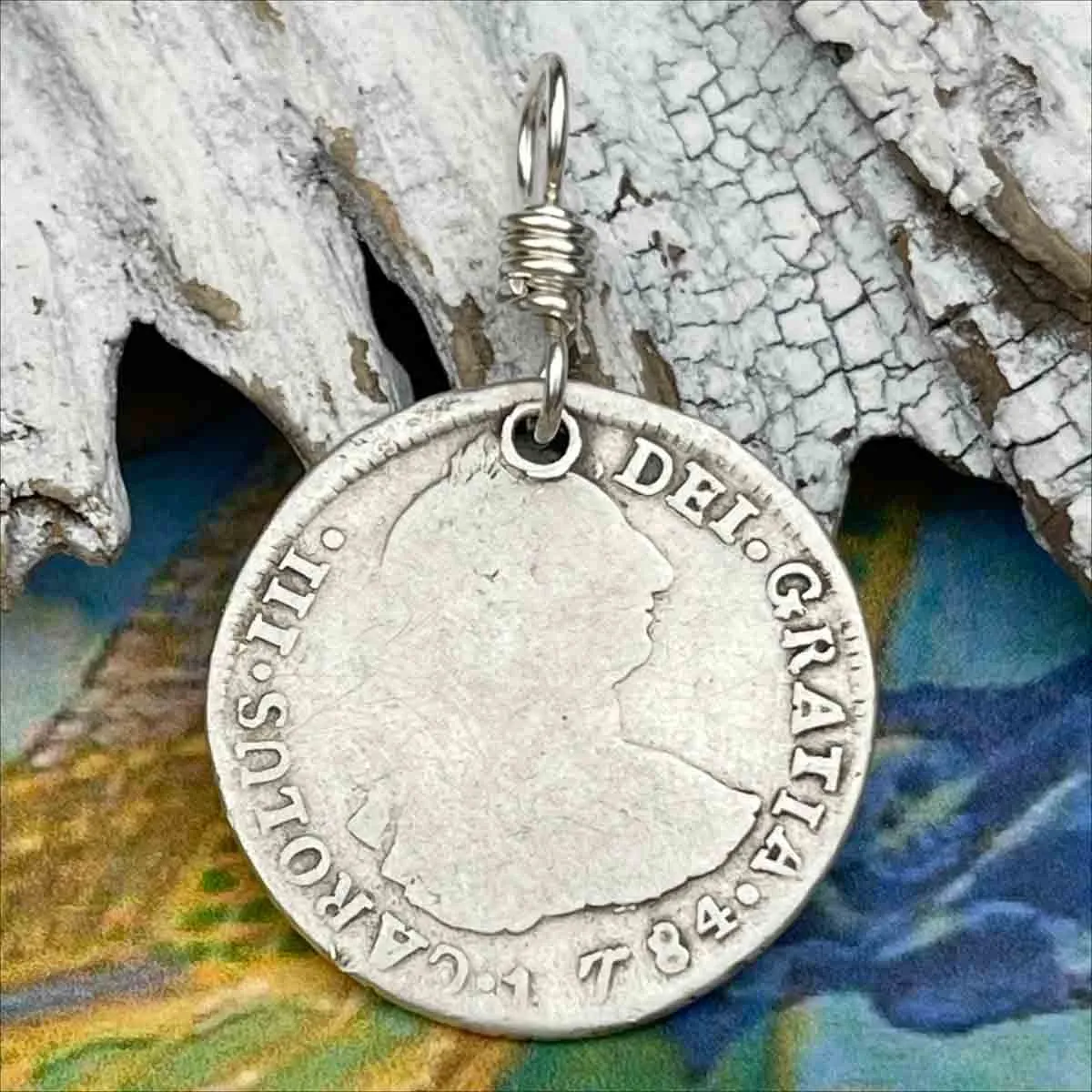 Pirate Chic Silver 2 Reale Spanish Portrait Dollar Dated 1784 - the Legendary "Piece of Eight" Pendant | Artifact #8876