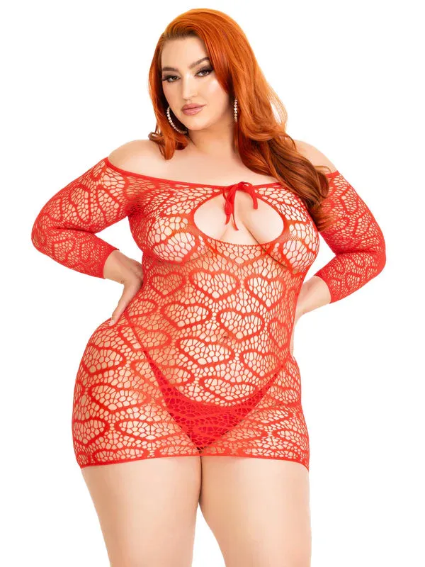 Plus Size Modern Love Plus Heart Net Dress