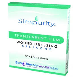 Safe n' Simple Simpurity™ Transparent Film Silicone Dressing, 4" x 5"