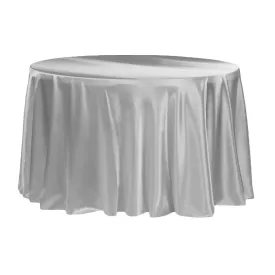 Satin 120" Round Tablecloth - Silver