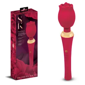 Secret Kisses Rosegasm Rose Wand - Rose Red 30.5 cm USB Rechargeable Massager Wand