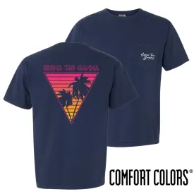 Sig Tau Comfort Colors Navy Short Sleeve Miami Pocket Tee