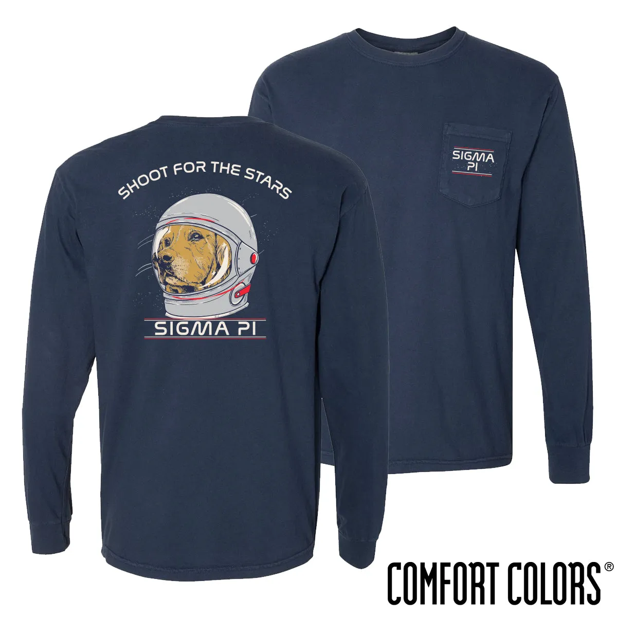 Sigma Pi Comfort Colors Astronaut Retriever Long Sleeve Tee