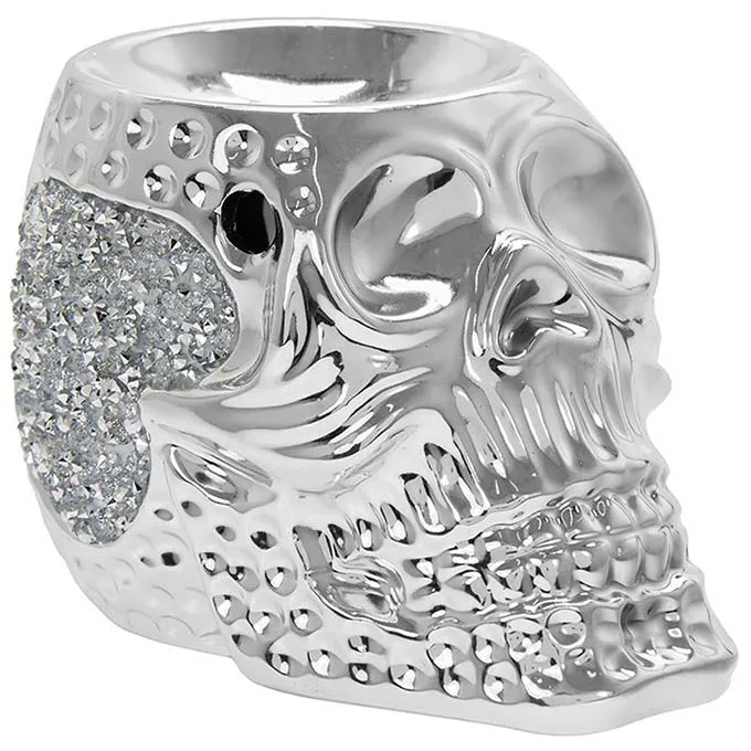 Silver Sparkle Skull Oil Warmer