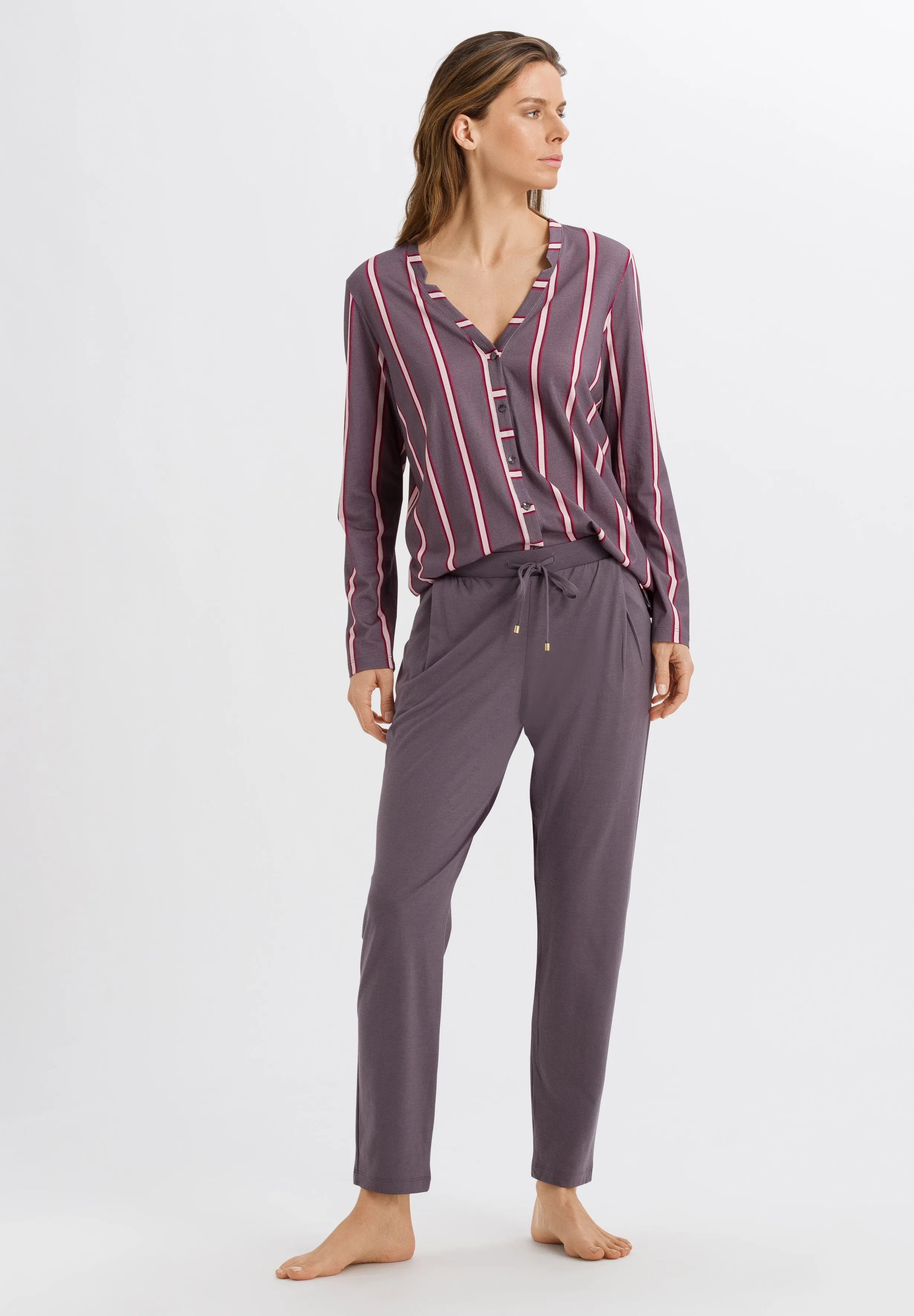 Sleep And Lounge Button Front Shirt | Sleek Stripe 77934-2934