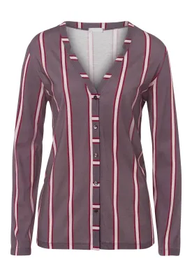 Sleep And Lounge Button Front Shirt | Sleek Stripe 77934-2934