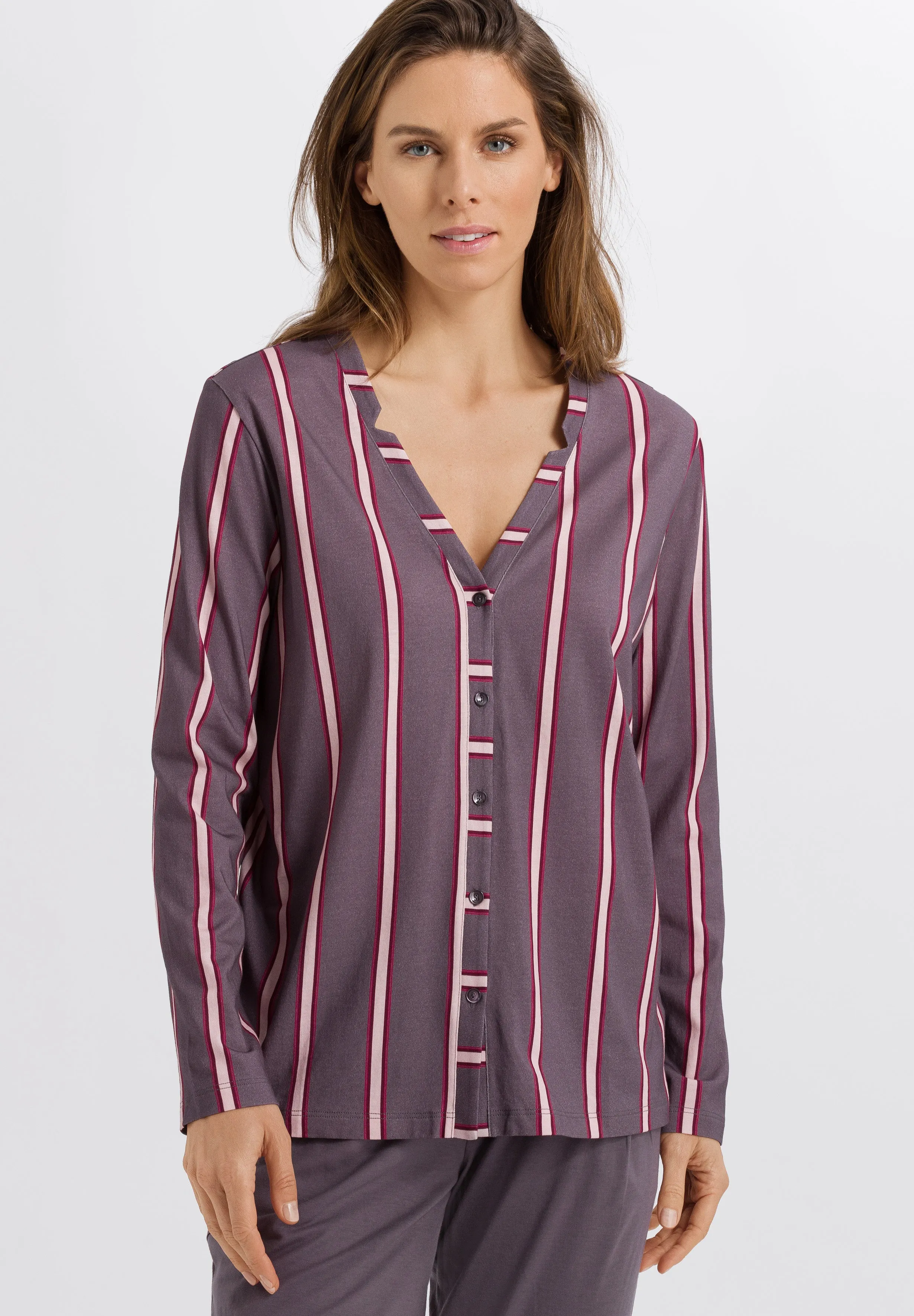 Sleep And Lounge Button Front Shirt | Sleek Stripe 77934-2934