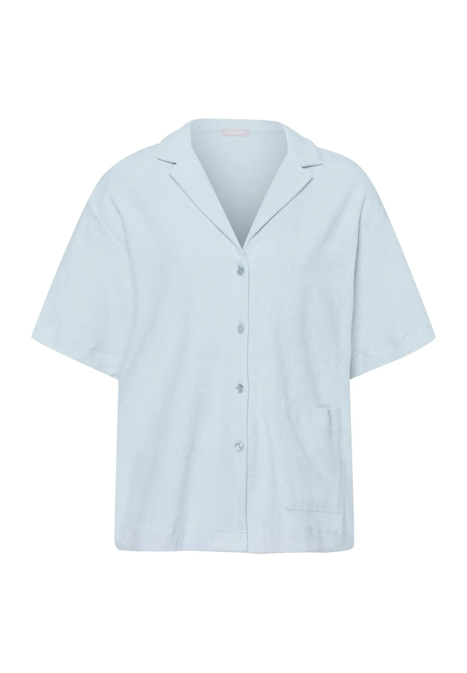 Sleep And Lounge Notch Collar Cotton Shirt | Misty Blue 77720-2518