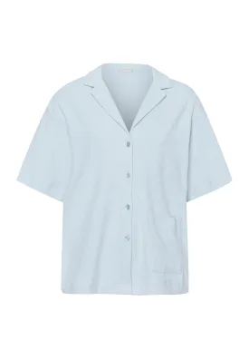 Sleep And Lounge Notch Collar Cotton Shirt | Misty Blue 77720-2518