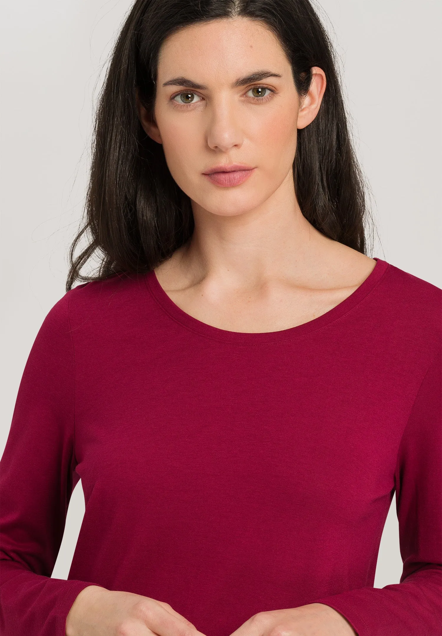 Sleep And Lounge Relaxed Round Neck Top | Burgundy 77844-2459