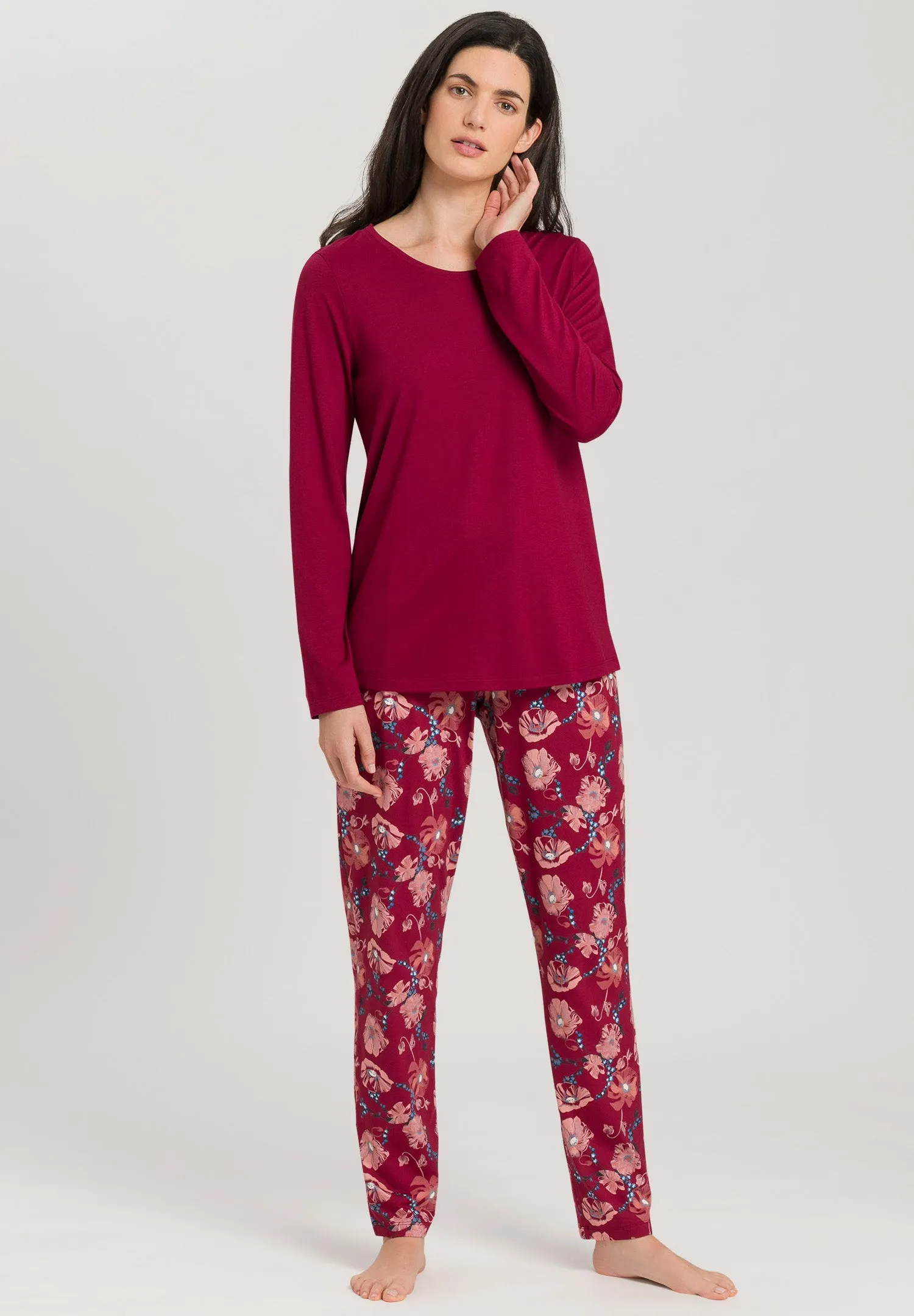 Sleep And Lounge Relaxed Round Neck Top | Burgundy 77844-2459