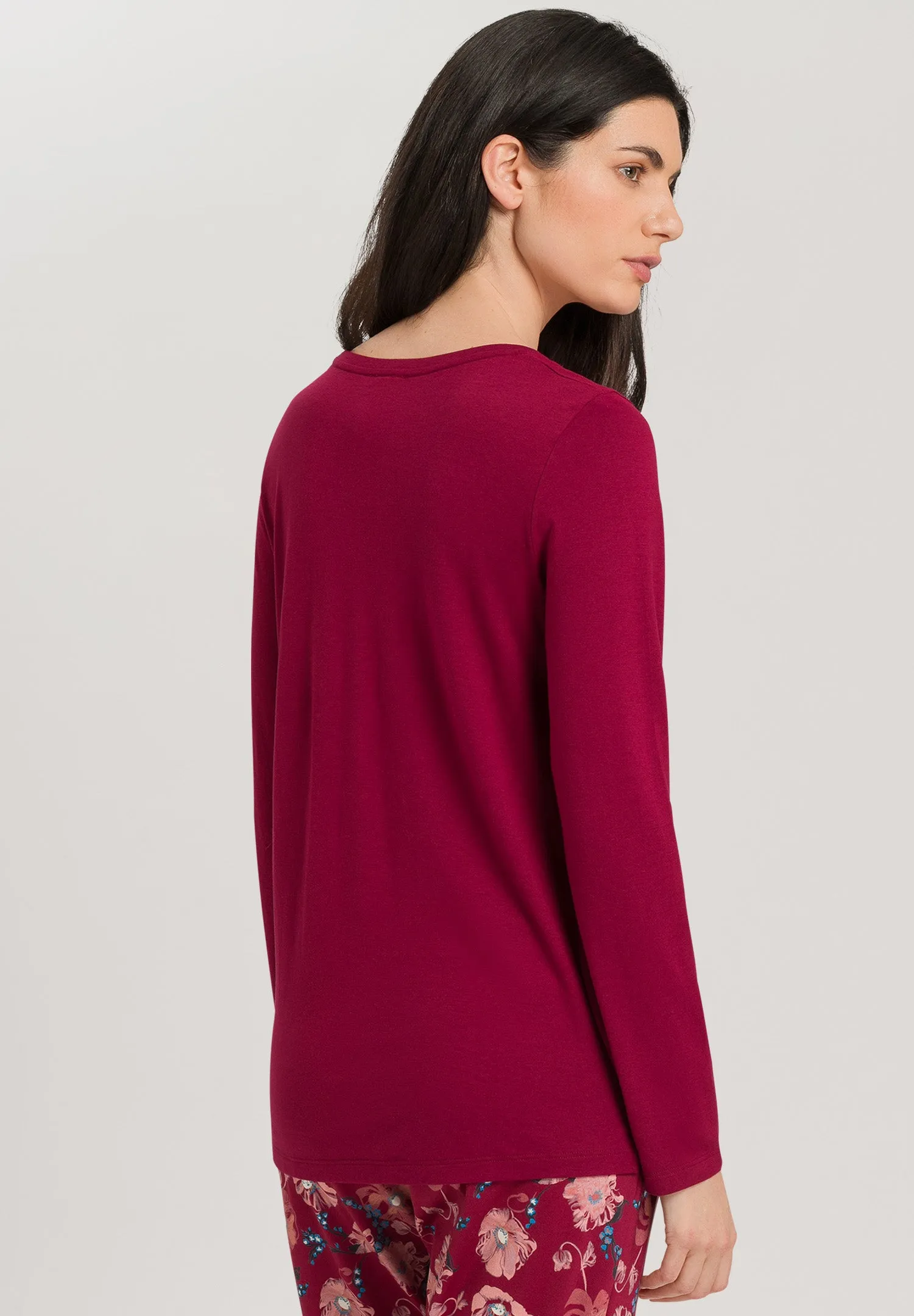 Sleep And Lounge Relaxed Round Neck Top | Burgundy 77844-2459