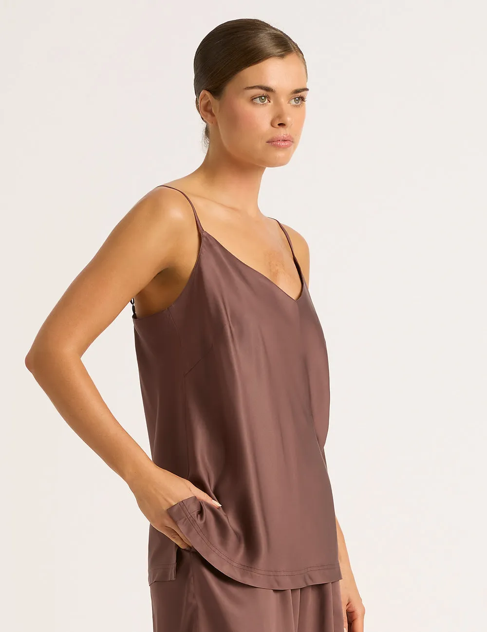 Vegan Silk Sleep Cami - Garnet