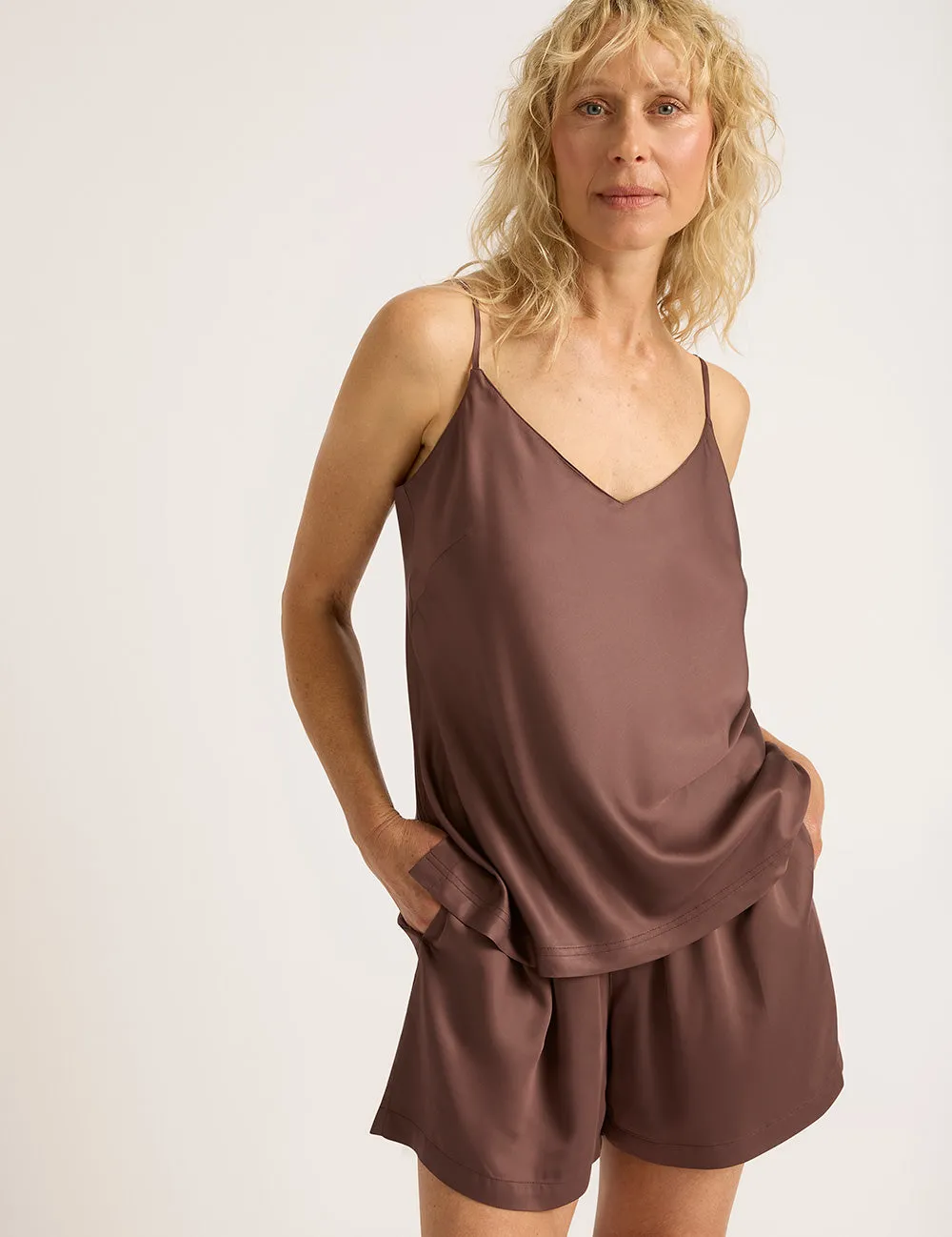 Vegan Silk Sleep Cami - Garnet