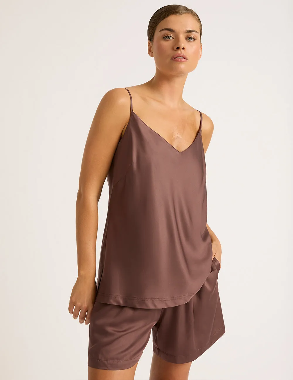 Vegan Silk Sleep Cami - Garnet