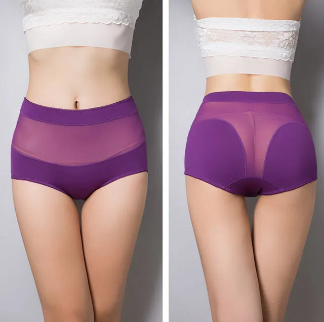 Women's cotton briefs hollow out high waist panties cotton underwear girl underpants lingerie